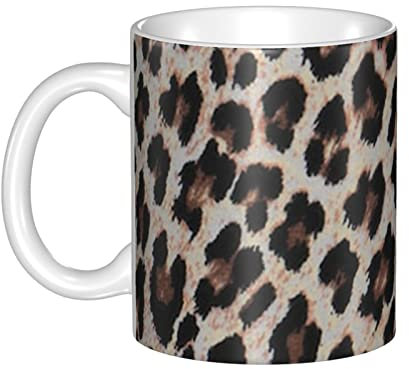 Tazas con estampado de leopardo, taza de café con patrones impresos, tazas de cerámica personalizadas para cafeterías residenciales, taza con tallos de oreja, regalos personalizados coloridos, cerámic