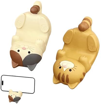 Funny Cat Handyständer für Tisch, 2 Stück Katze Handy Halterung Tisch, Cartoon-Katze Phone Holder, Smartphone Ständer, Handyhalterung Schreibtisch, Niedlicher Handyhalter Für Schlafzimmer Büro Café