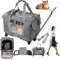 Katzentransportbox, 48 x 40 x 32cm Katzenbox Katzenkorb Transport Katzentransporttasche Hundebox Teleskopgriff Faltbare Transportbehälter Katzen für 1-2 Katzen Hundetragetasche bis 13.5kg mit Rollen
