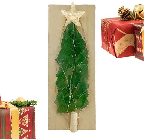 Nuyhadds Sea Glass Christmas Tree Kit | Sea Glass Pieces for Crafts,Coastal Style Christmas Decor, Crystal Sea Glass Christmas Tree, Creative Stylish Home Decor for Desk, Home, Holiday
