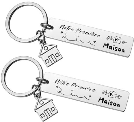 POIUYTRE Cadeau Porte clé Maison Couple Personnalisé 2Pcs Porte Clef en Acier Inoxydable Cadeau Amour de Pendaison de Crémaillère Porte-clés pour la Maison Porte-clés Amour Couple (1)
