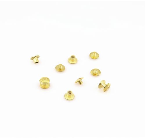 KLEBASTO Tornillos de encuadernación para libros, menús, folletos, tornillos para cinturón, remaches para atornillar (latón, 7 mm, 100 unidades)