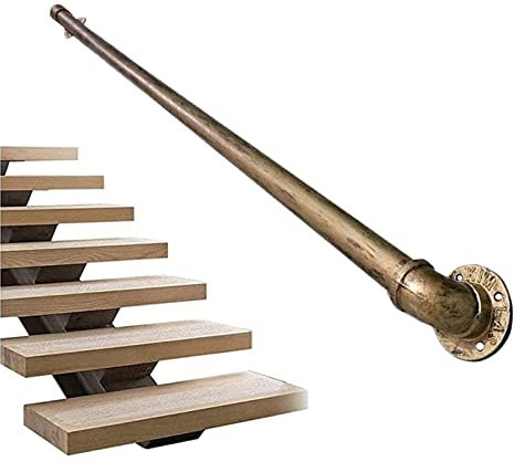 Handlauf aus antikem Messing, für Treppen, Innen- und Außenbereich, Treppengeländer für ältere Menschen und Kinder, rutschfester Haltegriff für Sicherheit, 150 cm Geländer