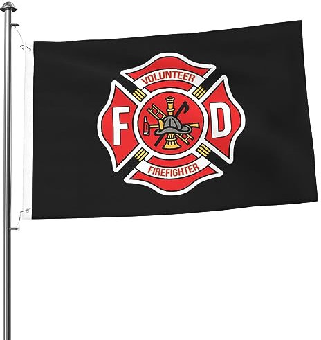 Fahne Freiwillige Feuerwehr Lebendige Farbe Flagge Gedruckt Gartenflagge Für Draußen Paraden Feiern 90X150cm