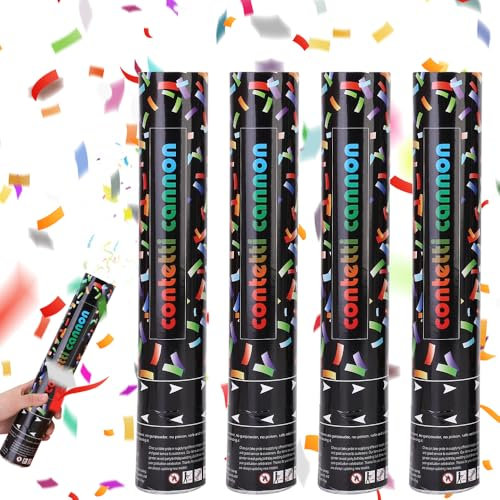 HIULLEN Konfettikanonen, 40CM Party Popper, 4 Stück Konfetti Kanonen 5-8m Effekthöhe, Konfetti Shooter, Konfettikanone xxl, Konfettikanone xxl Für Hochzeit, Geburtstag, Babyparty, Absolvent, Party