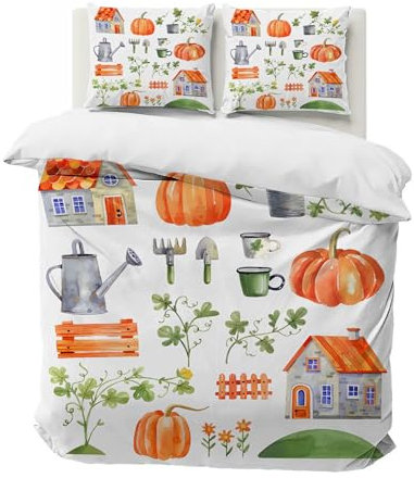 PNHCL Bauernhof Kinderbettwäsche Set 120x150 cm - Atmungsaktiv Mikrofaser Bettbezug mit Reißverschluss + Kissenbezug 40x60 cm, ländlich Bettwäsche Für Babys Warm Raumdekoration A-44