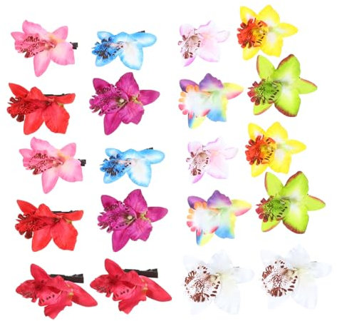 OUNONA 20Stücke Hawaii Orchideen Haarspangen Teiliges Dekorative Haarclips für Hochzeiten Partys und Besondere Anlässe Realistische Künstliche Blumenhaarschmuck