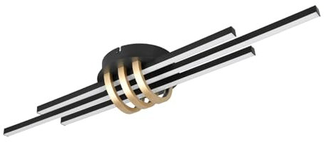 RL LIVE YOUR LIGHT LED Deckenleuchte CINTO Schwarz Gold, dimmbar über Wandschalter, 81cm lang