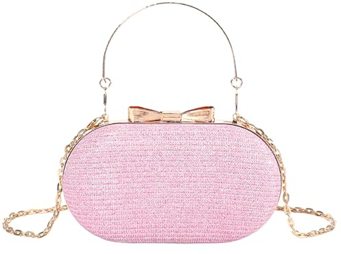 ANNUOZE Pochette da donna, borse da sera lucide, elegante pochette, borsa scintillante, borsa a tracolla glitterata, borse da donna, matrimoni, balli, cocktail party, Rosa cipria, S