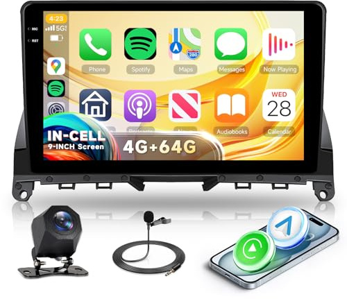 4G+64G 9 Android Autoradio für Mercedes Benz C-Class C180 C200 C230 C250 C300 C350 W204 S204 2006-2011 mit Wireless Carplay Android Auto GPS Mirror Link Bluetooth FM/RDS/EQ WiFi SWC Rückfahrkamera