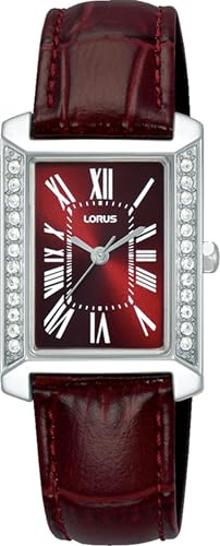 Lorus Damen Uhr klassisch Edelstahl Lederband rot