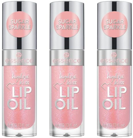 essence hydra kiss LIP OIL, Lipgloss, Nr. 10, Pink, feuchtigkeitsspendend, pflegend, mit Ölen, glänzend, vegan, ohne Parabene, ohne Mikroplastikpartikel, Nanopartikel frei, 3er Pack (3x4ml)
