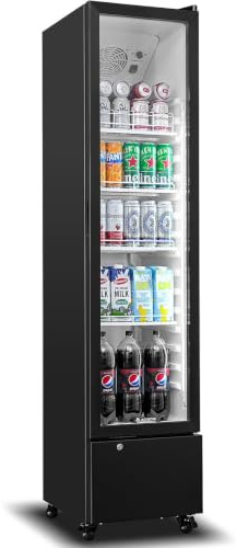 AAOBOSI 230L Getränkekühlschrank mit Glastür| 4 Höhenverstellbare Ablagen| Flaschenkühlschrank mit LED-Beleuchtung| Umluftkühlung| Automatische Abtauun| Abschließbar| für Gastro, Bar, Keller