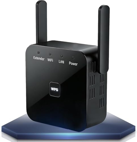 2026 Upgraded WiFi Extender Booster, Internet Booster with 2 Antennas & Ethernet Port, WiFi Booster Range Extender, Coverage Up to 3000 Sq.Ft and 45 Devices (Black)