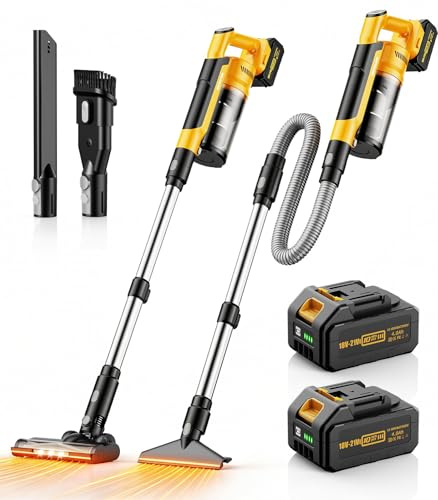 qimedo 8000mAh Cordless Vacuum Cleaner 700W/60KPa | 2 Batteries, 90 Inch Extension Tube, 2L Dust Cup, 7 in 1 Stick Handheld Vacuum for Hardwood Floors Carpet Pet Hair Dorm
