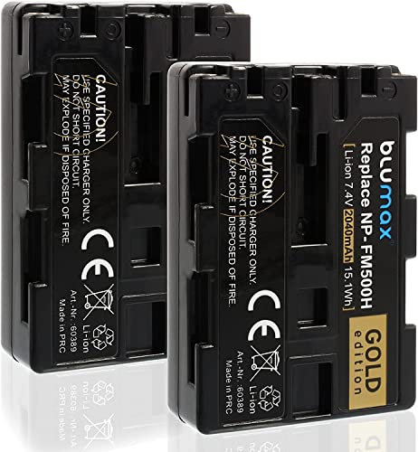 2X Blumax Akku kompatibel mit Sony NP-FM500H |- 2040mAh -| NP-FM500 NP-FM55H für Sony Alpha 77 99 - A77 A99 II - DSLR A850 A900 - VG-C77AM VG-C99AM
