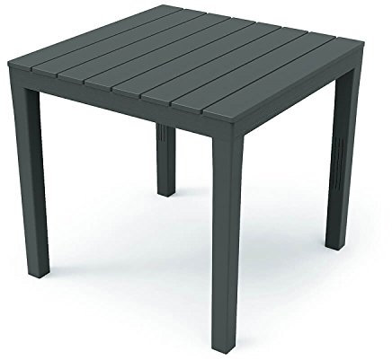 Mojawo Bistrotisch Kunststoff 78x78cm Anthrazit Campingtisch eckig Balkontisch Gartentisch Terrassentisch Holzoptik