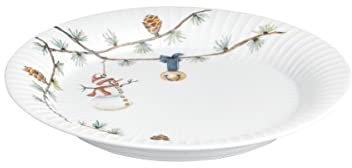 Kähler Teller Ø22 cm Hammershøi Christmas Handarbeit mit Aquarellmalerei, weiss