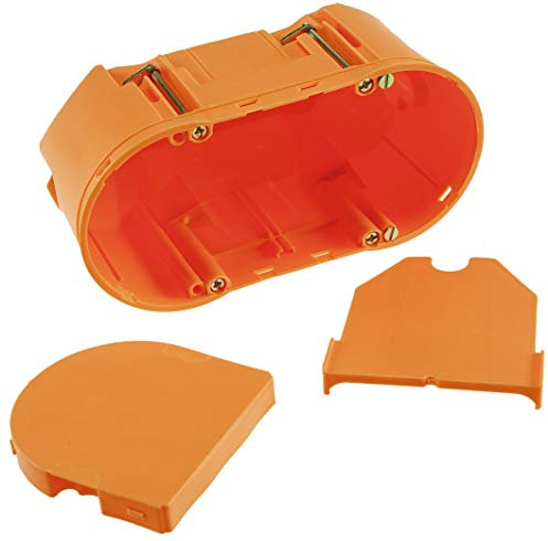 ChiliTec UP Elektronik Geräte-Dose, Winddicht, 2-Kammer, 2x68mm x 75mm, Polypropylen, orange, nicht wasserfest, inkl. Trenner und Abdeckung