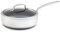 GreenPan Barcelona Evershine Tri-Ply Sauteuse en Acier Inoxydable en Céramique Renforcée de Diamants 24 cm/3.1 L avec Couvercle en Verre, Sans PFAS, Multi Clad, Induction, Four, Lave-vaisselle, Argent