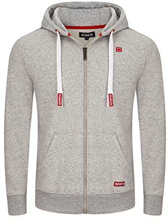 riverso Sweatjacke Herren mit Kapuze Reißverschluss Regular Fit RIVNoah Kapuzenjacke Grau 5XL, Größe:5XL, Farbe:Grey Melange Standard 1 (23200)