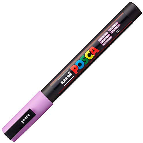 uni-ball- Pennarello Uni Posca con Punta fine Rotonda, Spessore Tratto 0,9 – 1,3 mm, Lavanda, Colore Lilla, PC3MLAV