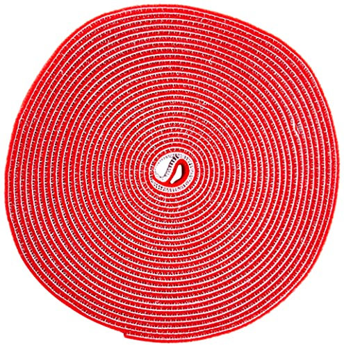 StarTech.com Rotolo di nastro a strappo da 7,6 m, Fascette riutilizzabili da tagliare su misura, Fascette serracavo in tessuto con fissaggio a strappo per cavi industriali, Rosso (HKLP25RD)