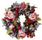 Artificial Rose Peony Flower Wreath - Newest Berry Flower Door Wreath with Green Leaves Spring Wreath for Front Door, Wedding, Wall, Home Decor, 13/16 Inch