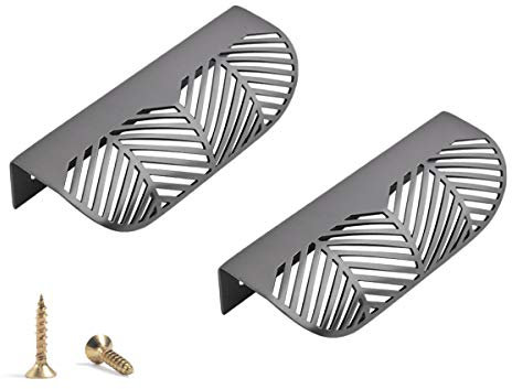 TentHome 2 Stück Modern Möbelgriff Schubladengriff Schrankgriff versteckt Spiegelschrankgriff Messing Türgriff Klemmgriff Griffe für Schrank Schubladen Kommode (Groß(117 x 42x 23mm), Grau)