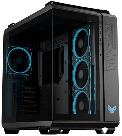 ASUS TUF Gaming GT502 Horizon, Caja ATX para Torres Medianas, diseño panorámico, Doble cámara, Zonas de refrigeración Independientes, Paneles Laterales sin Herramientas, USB 20 Gbps Tipo-C, Negro