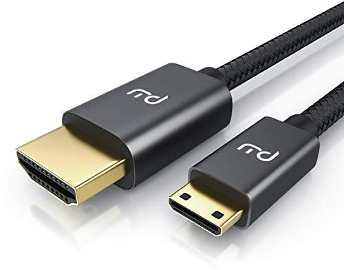 CSL - 4k Mini HDMI auf HDMI Kabel 7,5m – HDMI 2.0 a/b Typ C auf Typ A - Nylon Brading – 3840 x 2160@60 Hz – Knickschutz – HDR - ARC - 3-Fach geschirmt – vergoldete Stecker