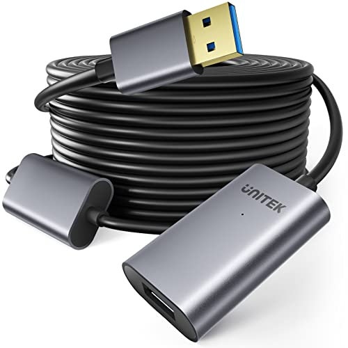 Unitek USB3.0 Active Extension Cable 10m, USB A Male to Female Extender Cable with Signal Booster for Printer, Oculus Rift and More
