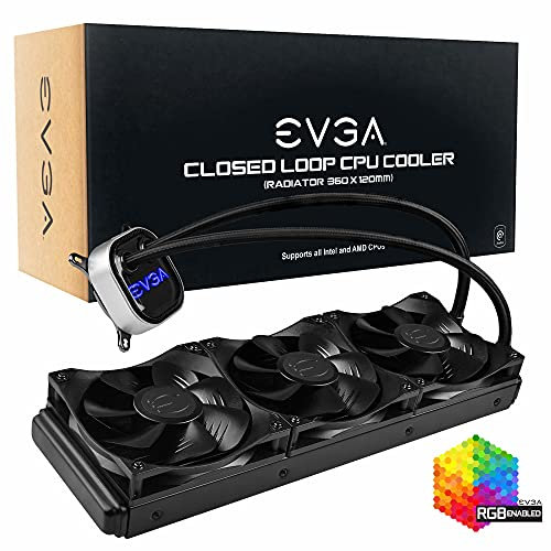 EVGA CLC 360mm All-In-One RGB LED CPU Liquid Cooler, 3x FX12 120-mm-PWM-Lüfter, Intel, AMD, 5 Jahre Garantie, 400-HY-CL36-V1