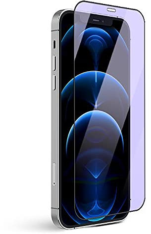 FoxCrypt Anti Blaulicht Panzerfolie für Apple iPhone 12/12 Pro - Anti Blue Rays - SCHWARZER Rand