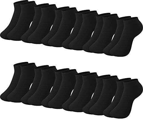 L&K-II 12 Paar Damen Sneaker Socken Füßlinge mehrfabrig mit verschiedene Muster 2301-N Schwarz 35 38