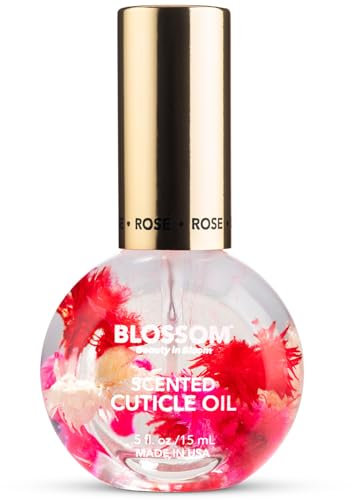 Blossom Cuticle Oil for Nails, Hydrating, Moisturizing, Scented Nail Oil Cuticle Care, Infused with Real Flowers, Made in USA, 0.5oz, Rose