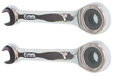 Llave de trinquete de 6 mm, llave combinada de trinquete, llave de extremo abierto de alto carbono Stee de cabeza fija corta