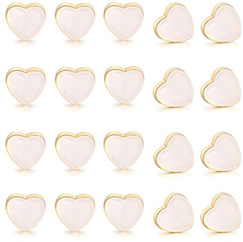 SKAIJEWEL Silikon Ohrring Backs Ersatz Herz geformte Verriegelung Gummi Ohrring Backs Weiche klare Ohr Sicherheit Sichere Backstops Stopper für Fisch Haken 20PCS/10Pairs (Gold)