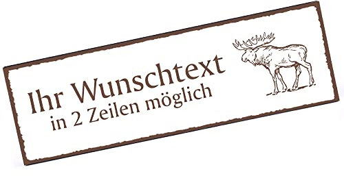 Türschild laufender Elch Namensschild personalisiert mit Gravur- 150mm x 50mm - selbstklebend