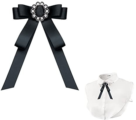 Hezhou Bowknot Broche Noeud en Dentelle Broche Noeud élégant Cravate Broche Bijoux Noeud Papillon Broche Noeud de Chemise pour Femme Perle Noeud Broche nœud papillon réglable vintage pré-noué (1)