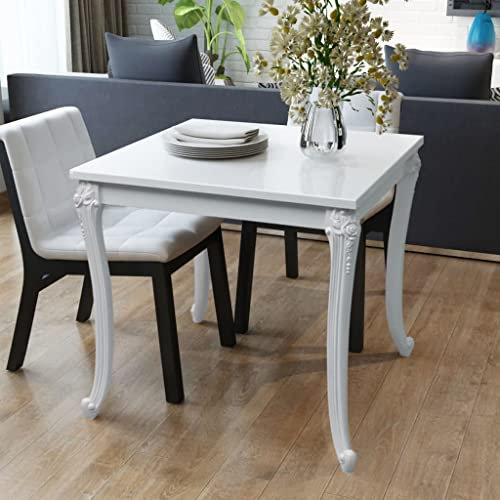 BADJAS Esszimmertisch Küchentisc Bartisch Bistrotisch Essplatz Esstisch 80x80x76 cm Hochglanz Weiß
