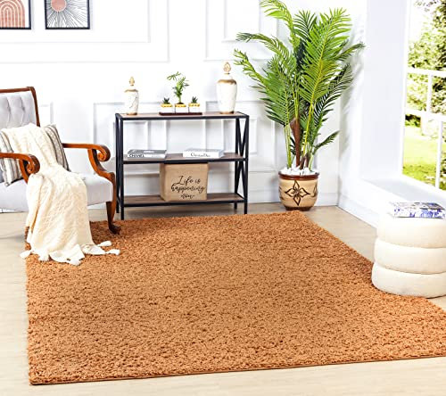 Surya Home Shaggy Berber Teppich - Flauschiger Teppich für Wohnzimmer, Esszimmer, Schlafzimmer, Langflor Hochflor Teppich flauschig - Teppich groß 200x290 cm, Wohnzimmerteppich in Terrakotta