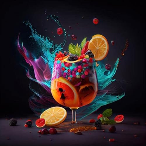 Acryl-Bild 70 x 70 cm: Fantastische Food-Fotografie von farbenfrohen Cocktails in der Bar mit Spritzern und Explosion des (198188540)