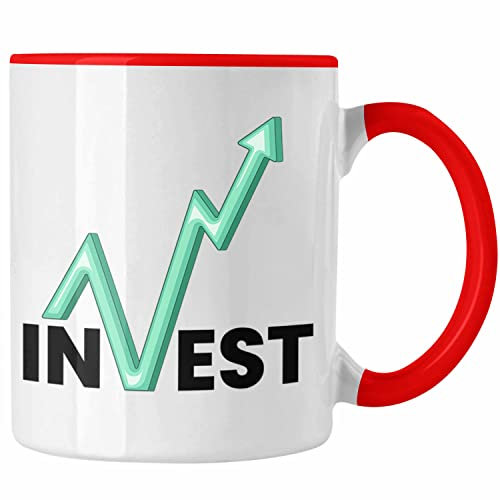 Trendation - Invest Tasse Trader und Börsenfans Geschenk für Aktien Investment Liebhaber (Rot)