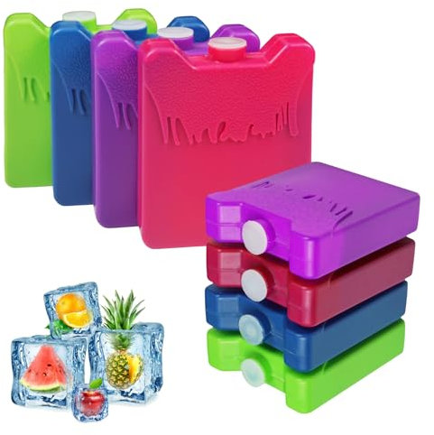 MR.ICE Kühlakku für Lunchbox, 8 Stück Blaue Kühlelemente für die Kühltasche oder Kühlbox Wiederverwendbare Klein Kühlakkus für Kühltasche Lang Kühlung für Unterwegs