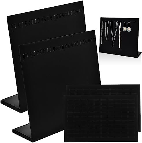 Alipis 4Pcs Jewelry Display Organizer Set, 24 Hooks Velvet Necklace Chain Stand with 100 Slots Ring Display Sponge Insert Tray, Jewelry Trinket Storage Holder Pads for Selling, Vendors