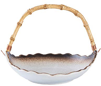 OQHAIR Punch Bowl fruit bowl Fruit Basket - Salad Serving Bowl -Ceramic Fruit Bowl, for Storing & Organizing Vegetables, Eggs, and More | Fruit Basket for Counter or Hanging fruit tray (C