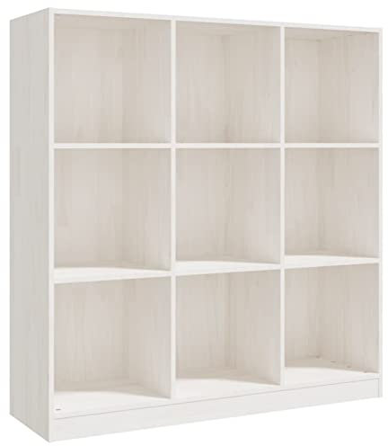 Tidyard Bücherregal Raumteiler Standregal Aktenregal Wandregal Regal Raumtrenner Bücherschrank Holzregal Aufbewahrungsregal Kinderregal 104 x 33,5 x 110 cm (B x T x H) Kiefer-Massivholz Weiß