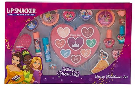 Lip Smacker Disney Princess Blockbuster Set, All-in-One Makeup Giftset with Lip Balms, Lip Glosses, Shimmer Creams and Nail Polishes for your Kids' Princess Look, Hair and Makeup Accessories Included