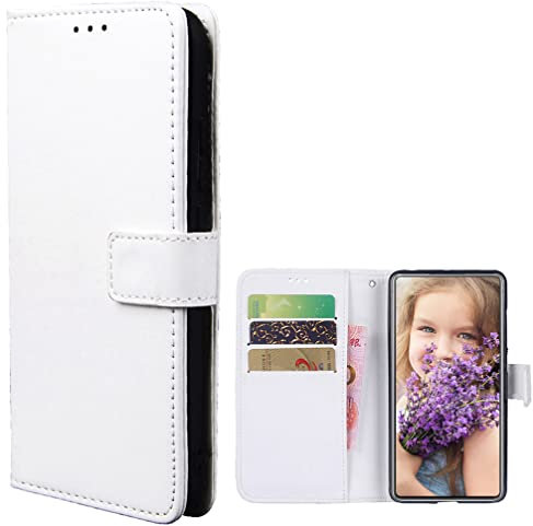 Coque pour Samsung Galaxy A55 5G Portefeuille Cuir PU Housse de Protection et Rabat avec Fente Carte et Support Fonction Étui pour Samsung Galaxy A55 5G-Blanc